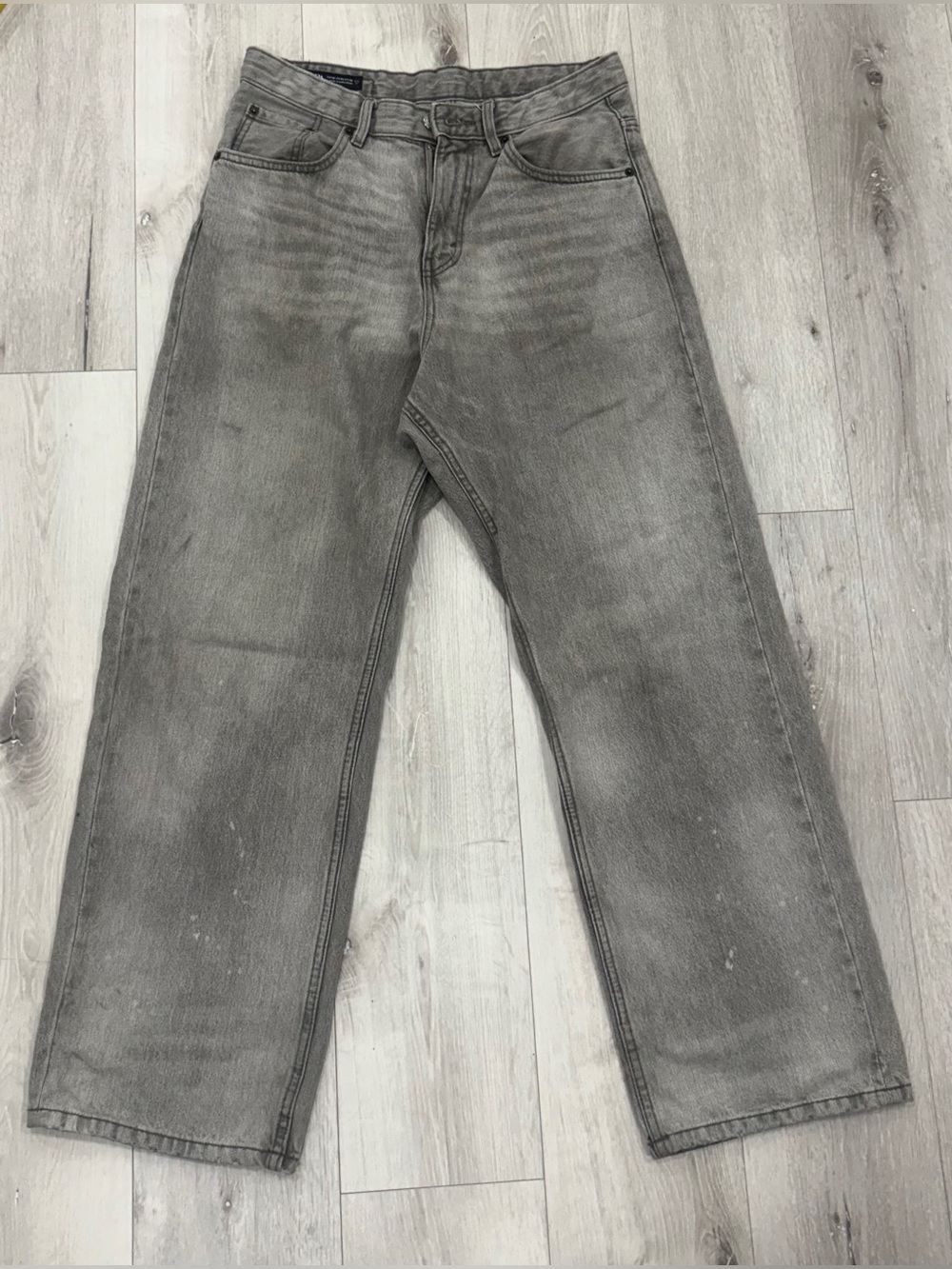 🩶ZARA Men’s Gray Washed Wide Leg Jeans | Size US 30 | Relaxed Fit Denim